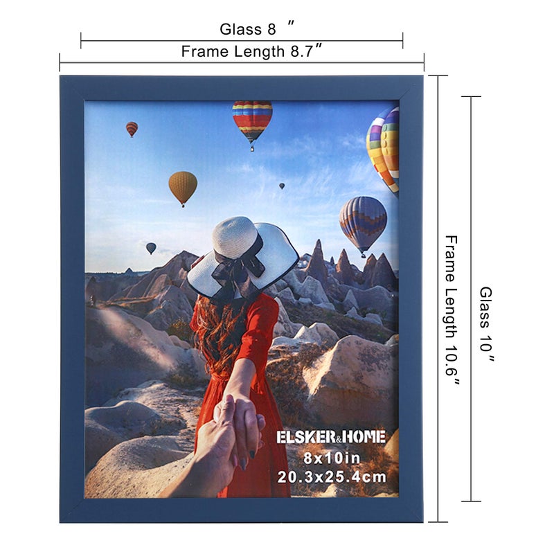 ELSKER&HOME 8x10 Picture Frame - Navy Blue Sturdy Wood Composite Photo Frame - Semi-tempered Glass - Includes Hanging Hardware and Desktop Easel - For Landscape/Portrait Frame (6 Pack) - Image 4